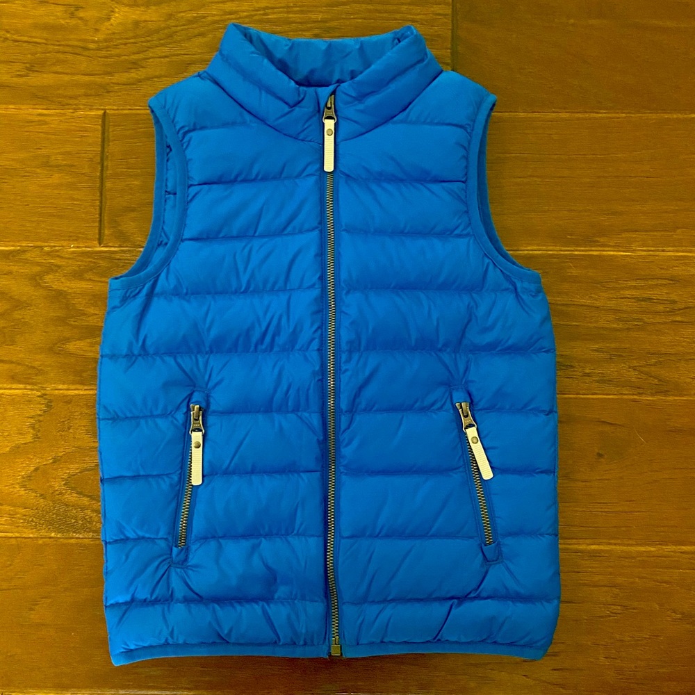 Hanna Andersson blue super light down vest.  Barely worn!